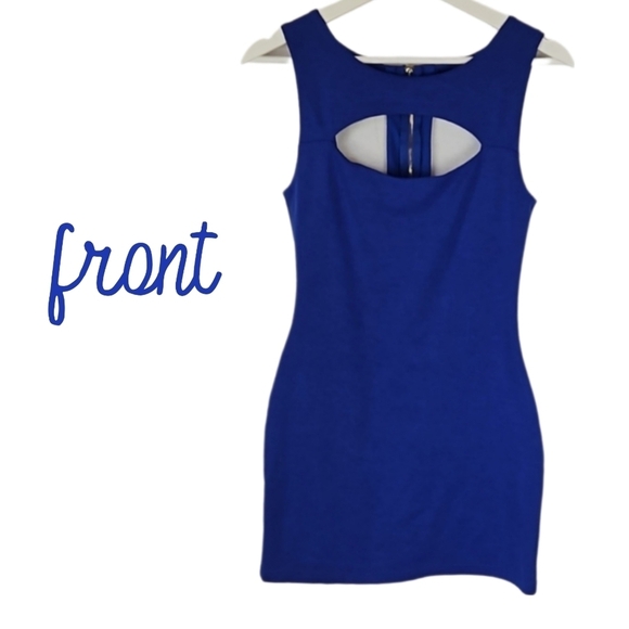 Vintage Royal Blue Sexy Cutout Mini Dress - Picture 4 of 4
